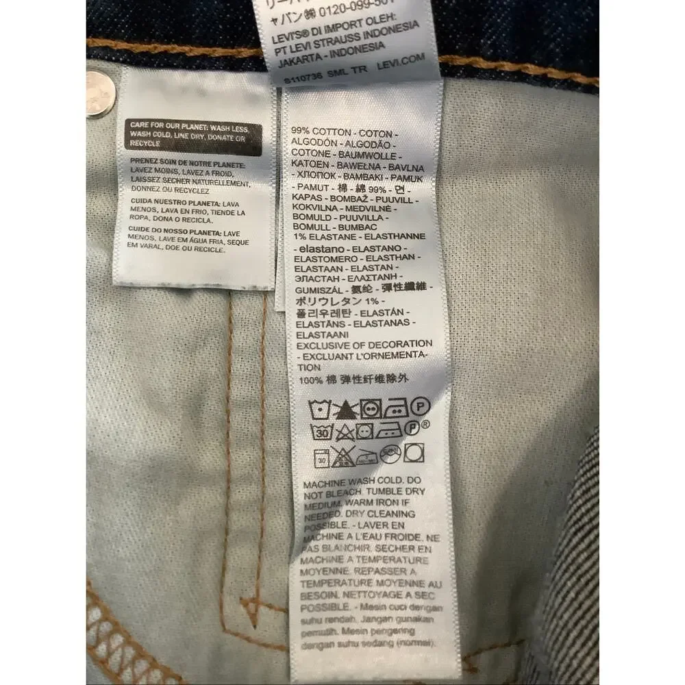Levis Mens 34x34 Dark Wash 505 Regular Fit Straight Leg Jeans Work Casual T4-4